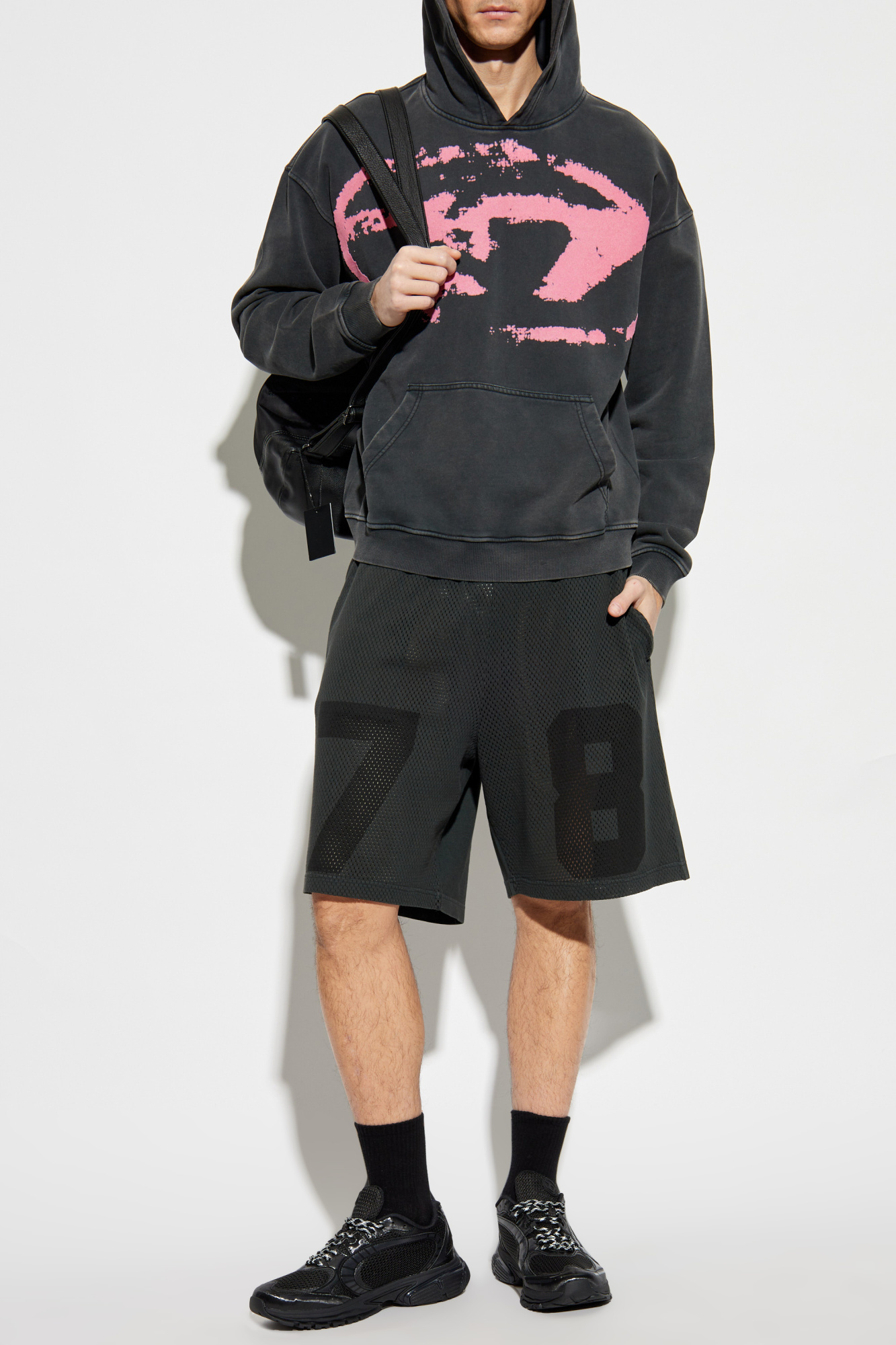 【DIESEL】P-TAIN-SHORTS BLACK DIESEL P-Tain-Mesh Shorts - Black - Due West